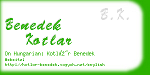 benedek kotlar business card